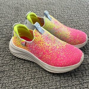 Skechers Air cooled memory foam neon pink and yellow sneakers